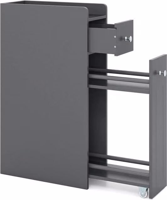 VOGREX Grey 4-Tier Wheeled Bathroom Side Storage Cabinet – 1