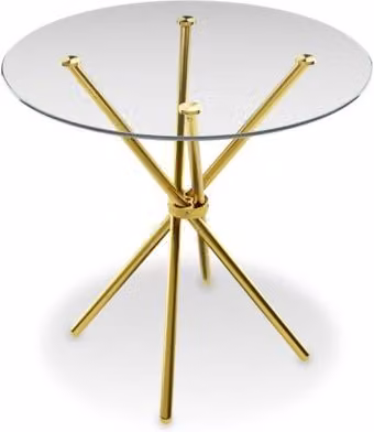 LPD Casa Round Glass and Gold Dining Table, Diameter: 90 cm