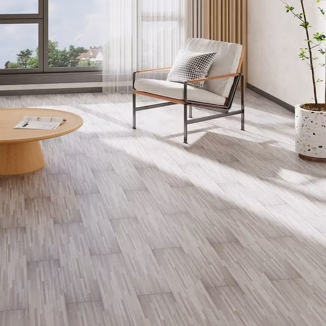 Lifeideas Set of 36 Self Adhesive Wood Look PVC Flooring in Off White