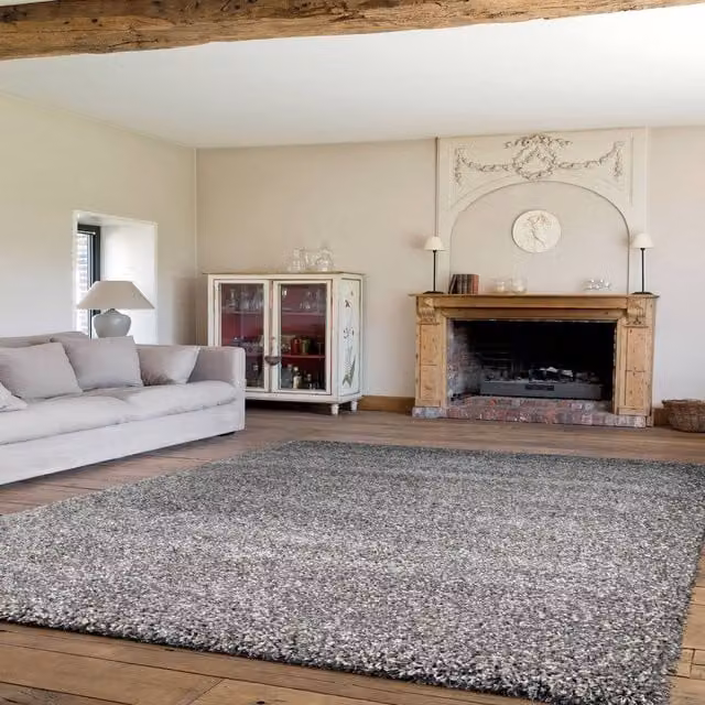 The Rug Shop UK Silver Plain Shaggy Machine Woven Polypropylene Rug, W: 250 cm, D: 200 cm – 1
