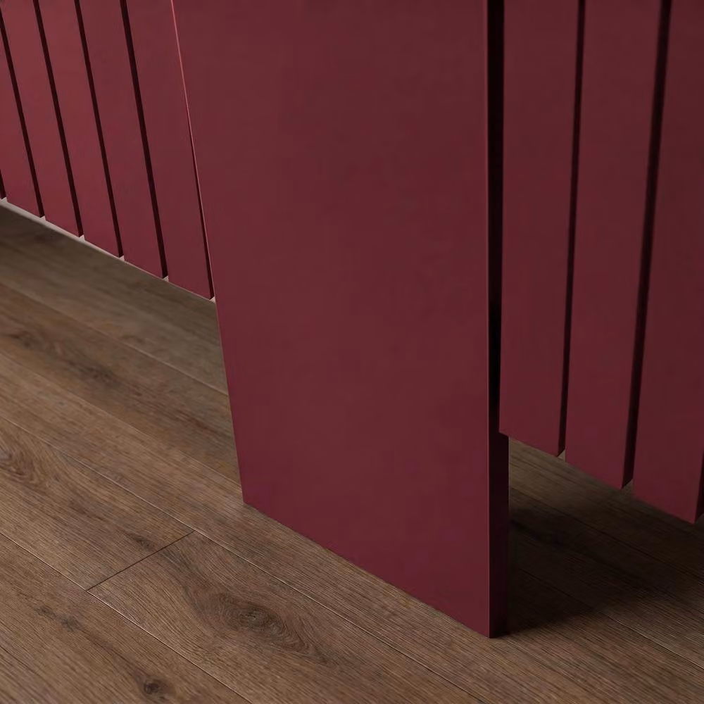 OHS Large Ribbed Radiator Cover in Dark Red Matt MDF – 2