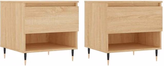 Berkfield Home Set of 2 Modern Sonoma Oak Coffee Tables in Tan, W/D/H: 50 x 46 x 50 cm