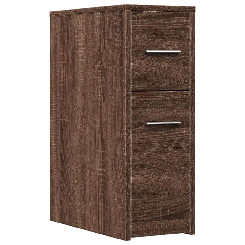 Berkfield Home Narrow Bathroom Cupboard with Wheels in Brown Oak – 2