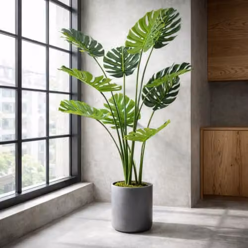 Leaf Luxury Monstera Artificial Plant in Black Pot, Green, Height: 120 cm – 2