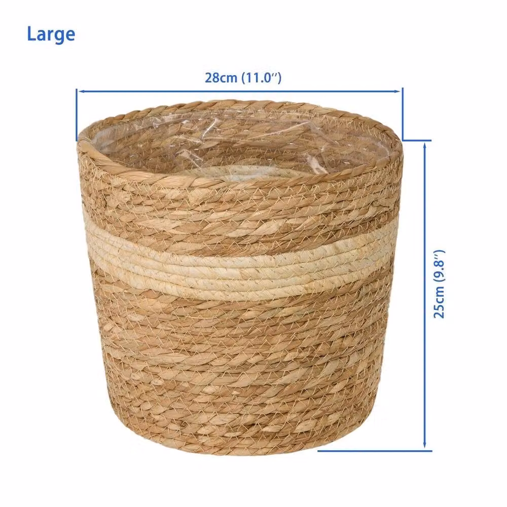 SPETLEK Natural Seagrass Indoor Planter Storage Basket with Handles, Beige/Sand/Brown, W/D/H: 28.0 x 25.0 x 3.0 cm – 2