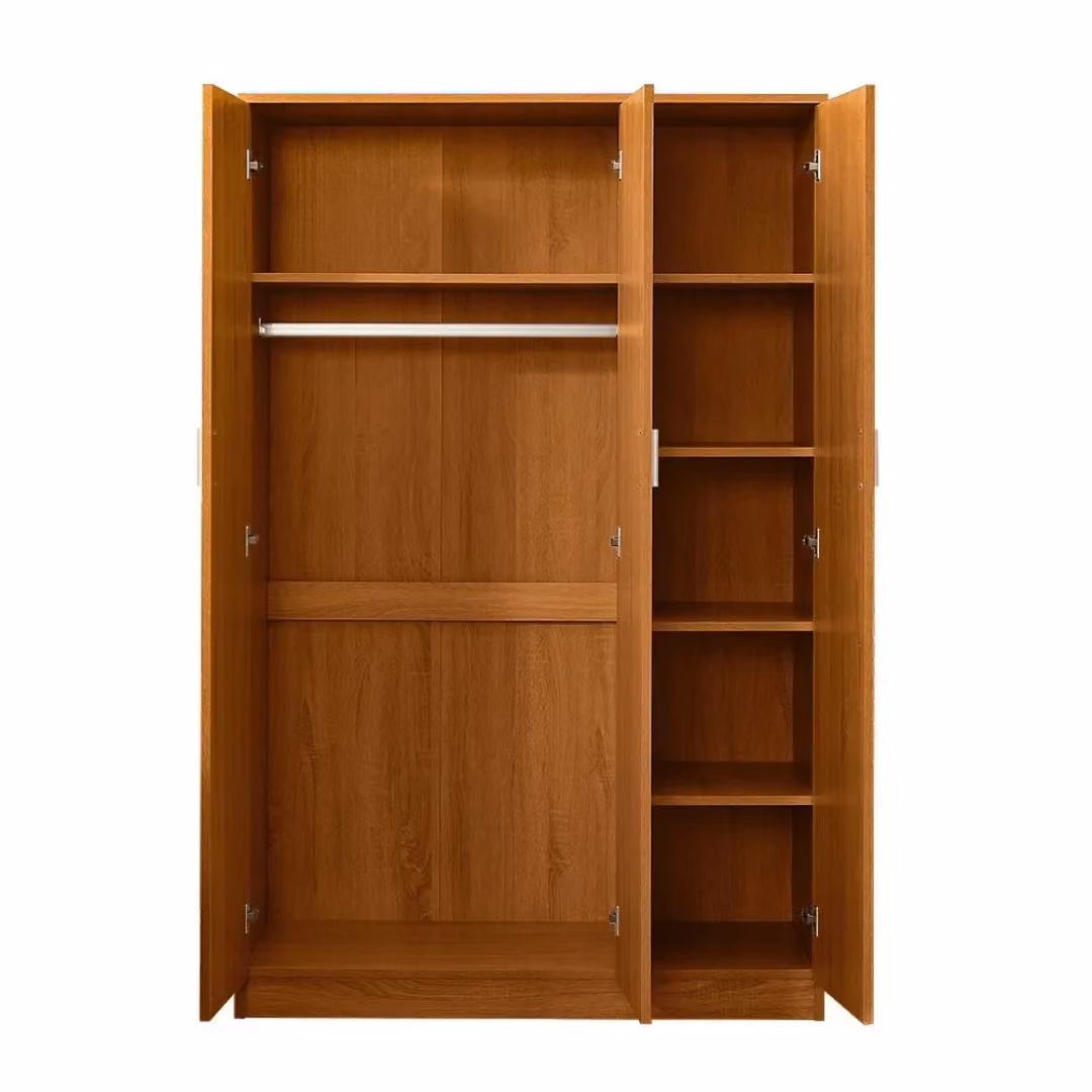 EONLION 3 Door Modern Wardrobe with Internal Shelves and Hanging Rail, Brown, H 180 cm x W 115.4 cm x D 50 cm – 2