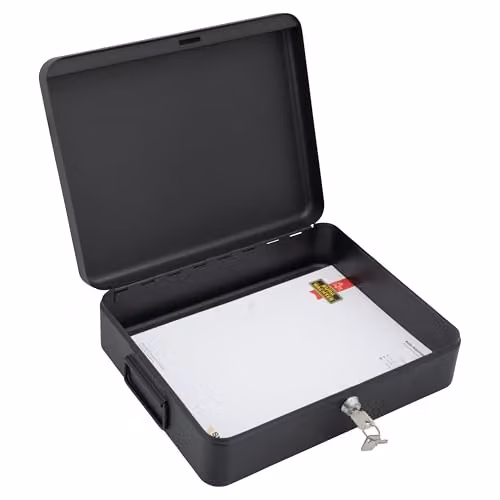 Sterling DB01 Black Steel Document Box with Handles, W/D/H: 30.48 x 30.48 x 30.48 cm – 1