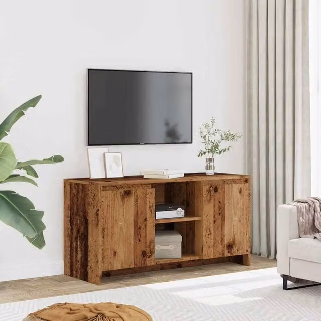 Berkfield Home Rustic Brown TV Cabinet in Engineered Wood, W: 102 cm, D: 37.5 cm, H: 52.5 cm – 1