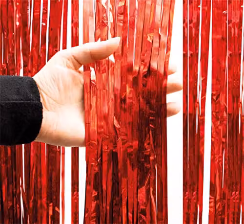 Netagon Red Shimmer Tinsel Curtain W: 200 cm, H: 100 cm – 3