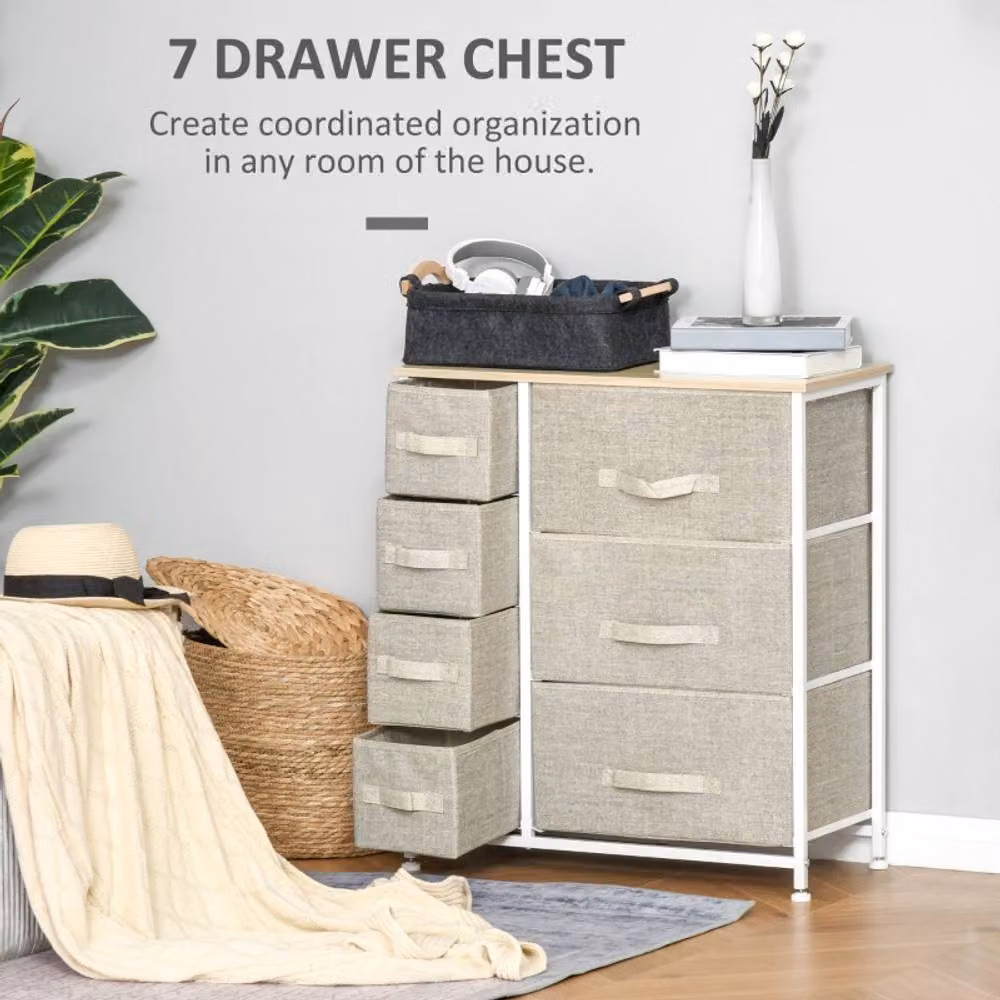 STILVORA 7 Drawer Chest of Drawers with Metal Frame in Light Grey – 3