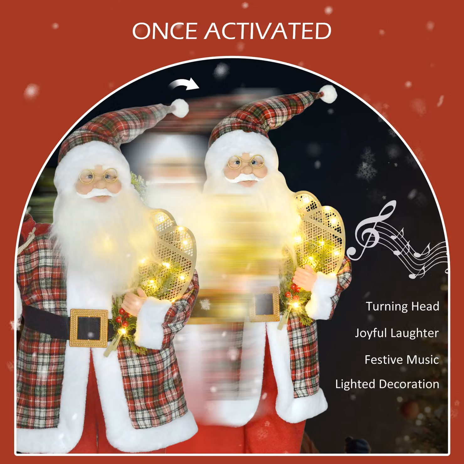 HOMCOM 120cm Animated Santa Claus with Sound Activated Festive Music in Red, Green and Multicolour – 5
