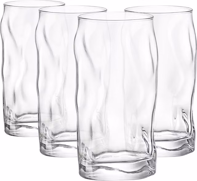 Bormioli Rocco Sorgente Tumbler Glasses, 460 ml, Pack of 4, Transparent