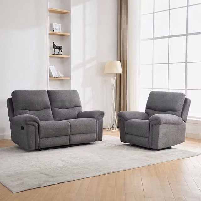 More4Homes Fosse 3-Seater Manual Recliner Sofa Set in Dark Grey