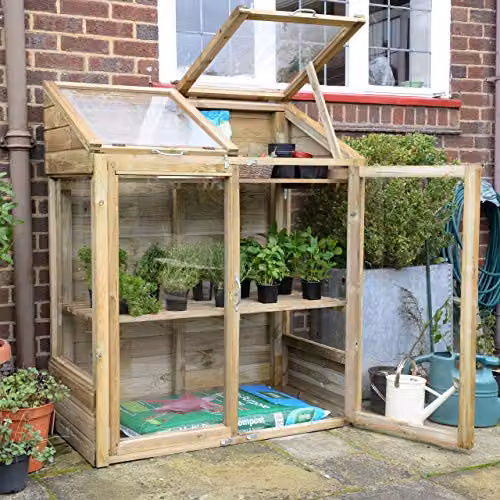 Forest Garden Brown Wooden Mini Greenhouse with Acrylic Windows and Shelving, W/D/H: 120 x 62 x 144 cm – 5