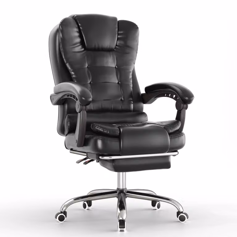 DHS Black Executive Ergonomic Office Chair with Headrest and Footrest