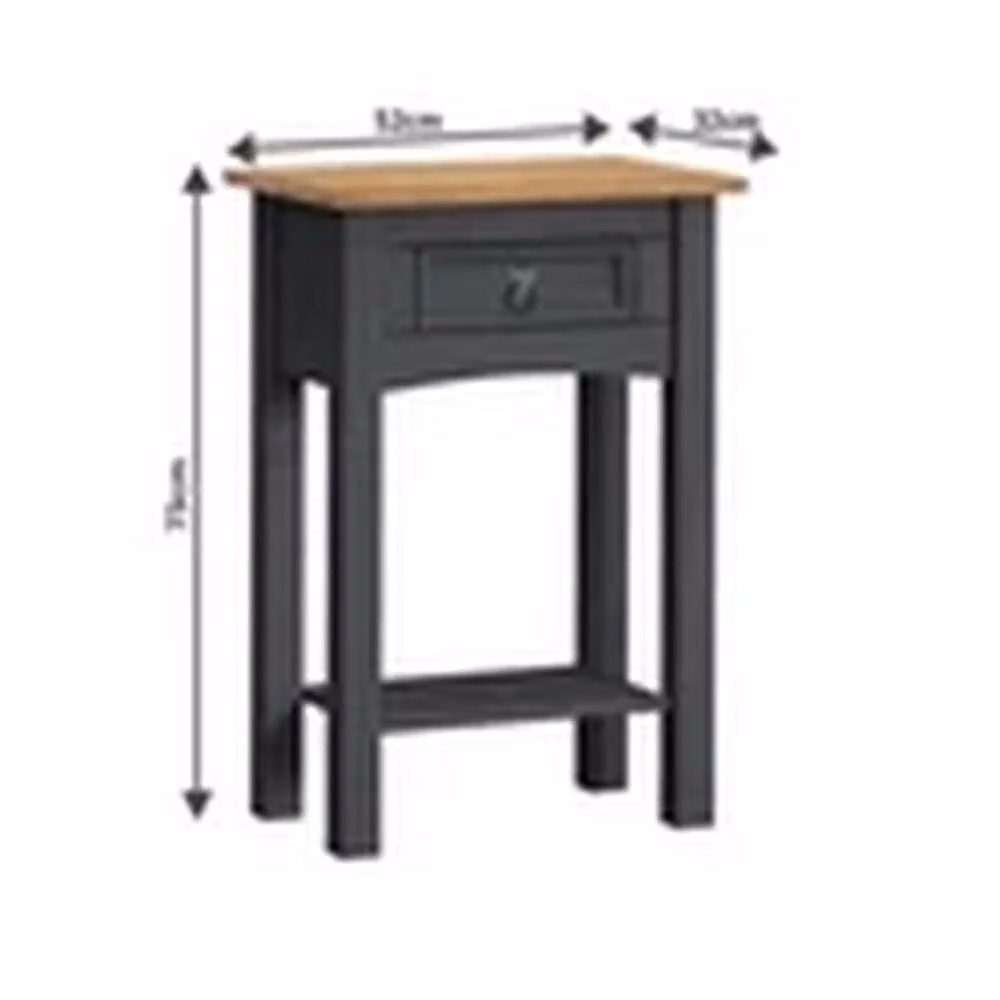 EONLION Solid Pine 1 Drawer Hall Console Table with Charcoal Finish in Grey – 2