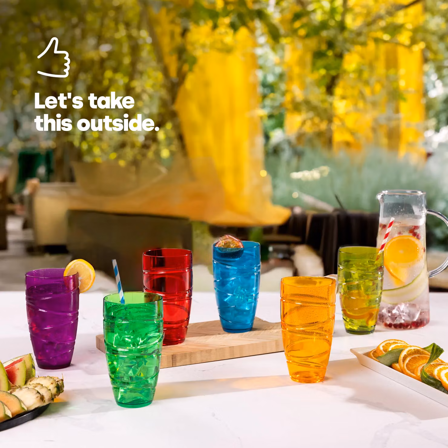 LIVIVO Set of 4 Multicolour Plastic Tumblers, 550ml Reusable Stackable Cups – 6