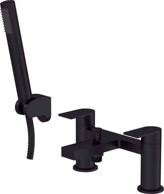 Balterley Contemporary Bath Shower Mixer Tap with Shower Kit in Matt Black
