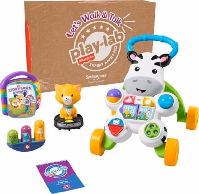 Fisher-Price Lets Walk and Talk Push Along Baby and Toddler Walker in Multicolour