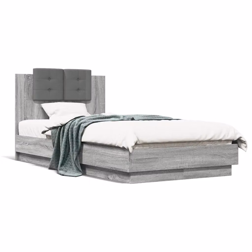 Berkfield Home Sonoma Small Single Bed Frame in Grey, W: 75 cm, L: 190 cm – 2