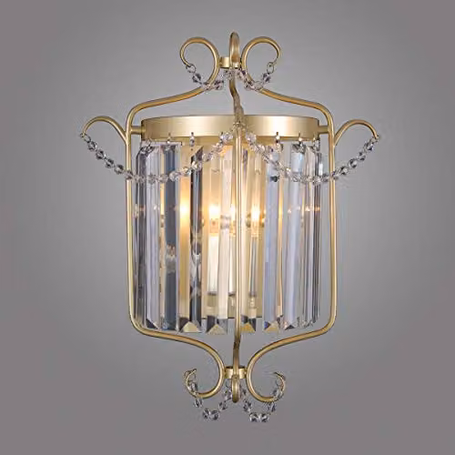 Italux Rinaldo Classic Wall Lamp in Gold and Champagne with Crystal Details, E14 – 2