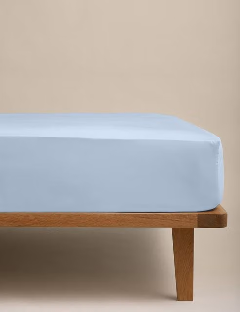 M&S Egyptian Cotton Deep Fitted Sheet, Blue, W: 140 cm x D: 200 cm