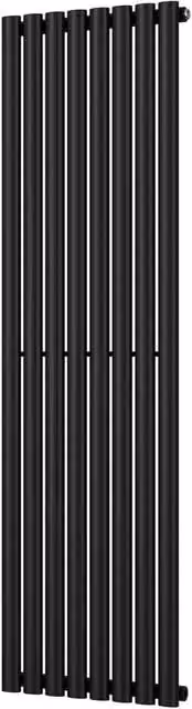 UK Radiators Omeara Black Elliptical Tube Vertical Designer Radiator, H: 160 cm, W: 46.4 cm