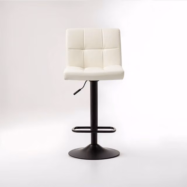 Orsina White Leather Effect Quilted Bar Stool with Metal Frame