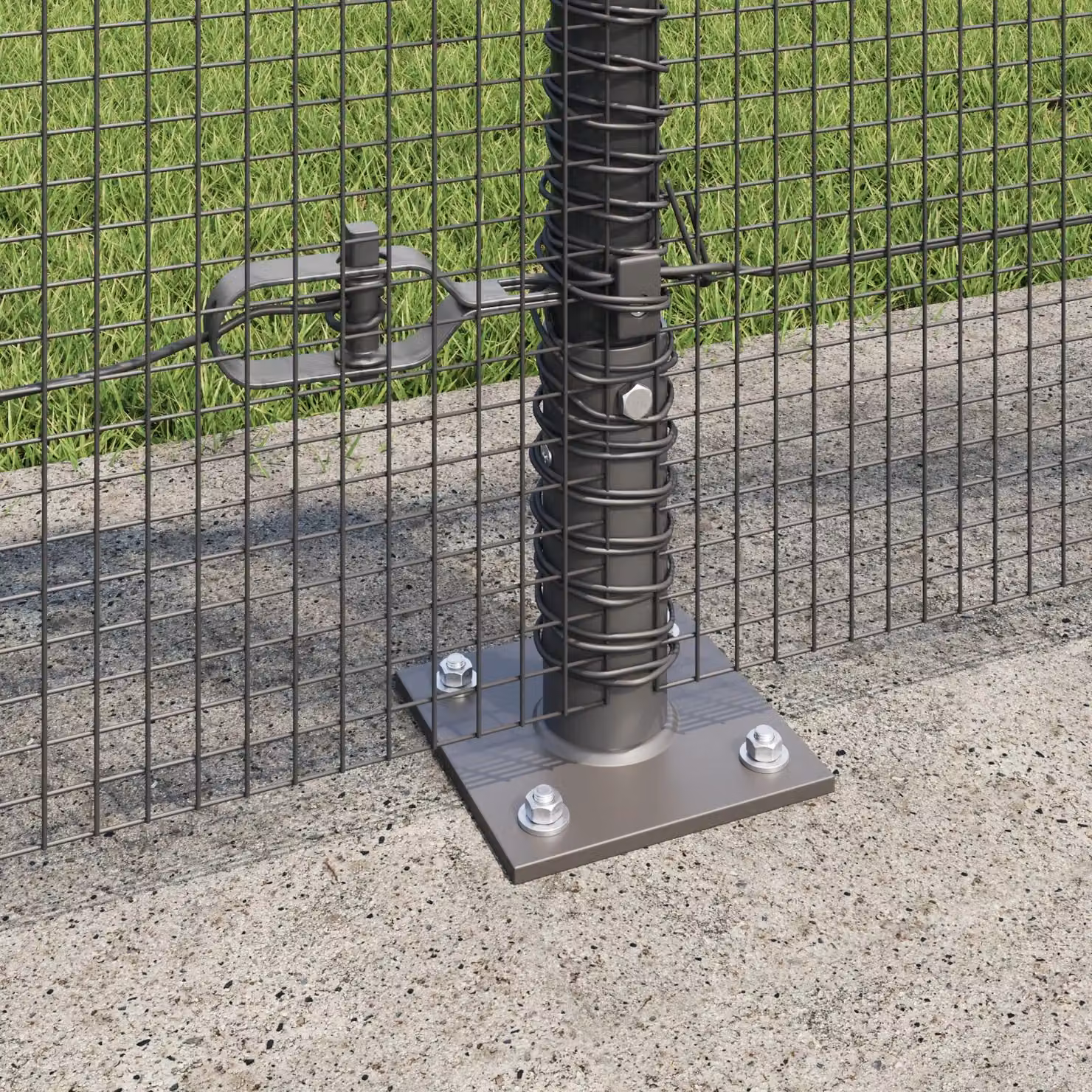 Berkfield Home Grey Steel Welded Wire Fence with 13 Flanged Posts, 0.8 x 50 m – 3