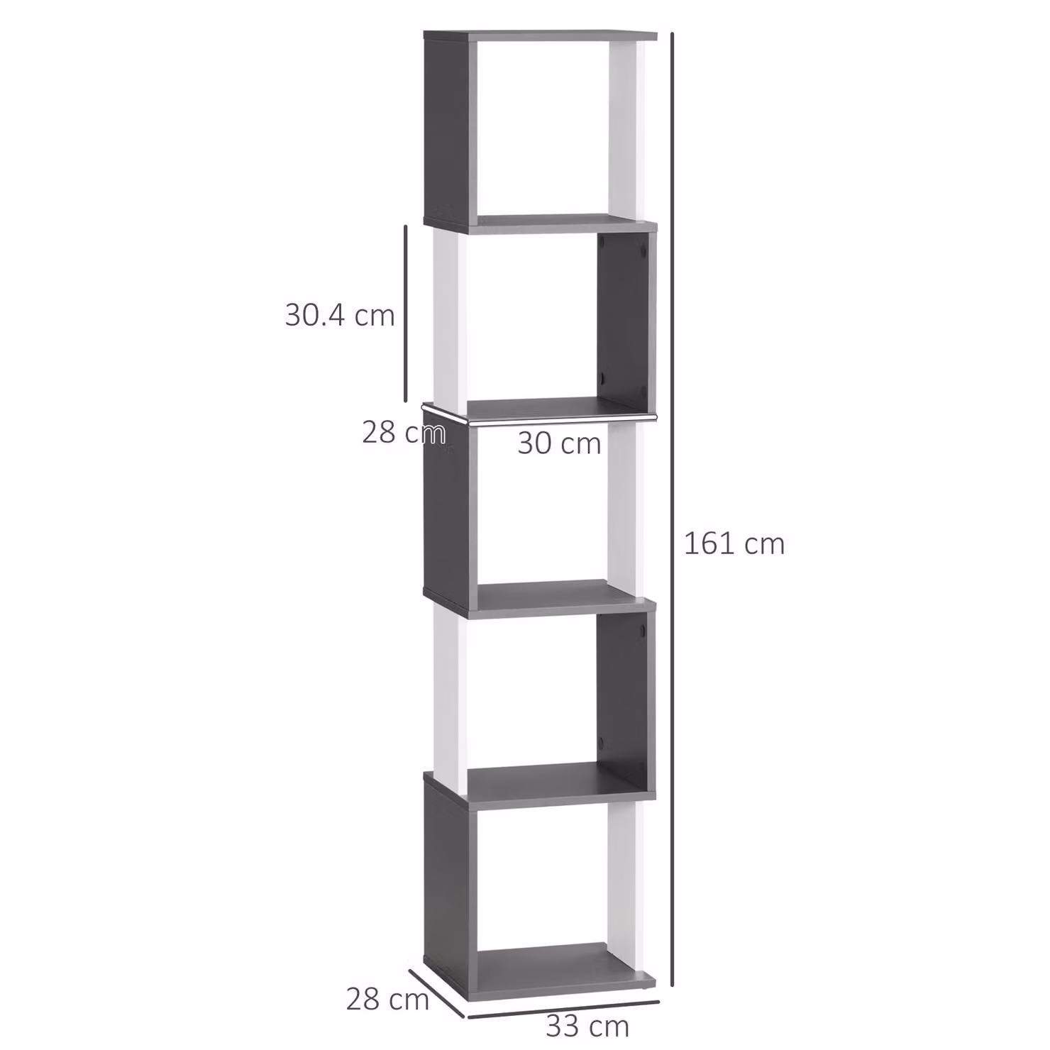 HOMCOM Modern 5-Tier Freestanding Bookshelf in Dark Grey – 3