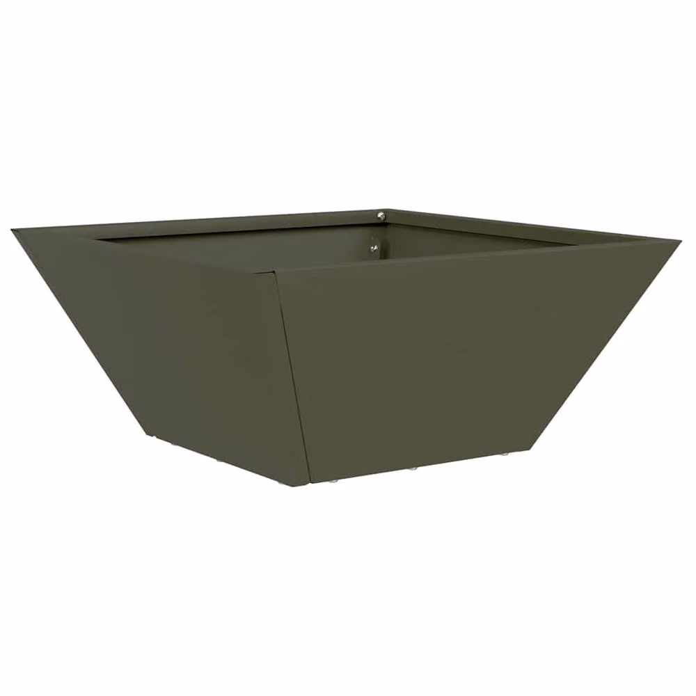 Berkfield Home 5 Piece Steel Planter Tub Set in Olive Green, W/D/H: 35 x 35 x 15 cm – 5