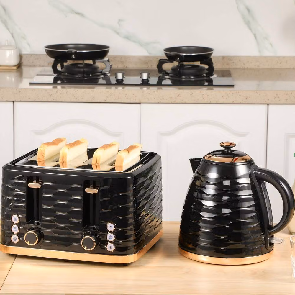 STILVORA Kettle and 4-Slice Toaster Set in Black – 2