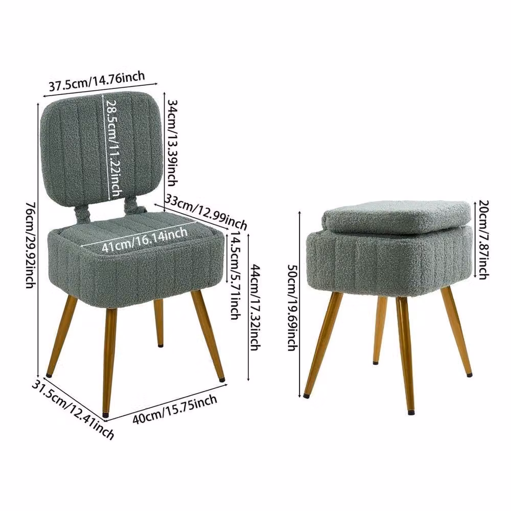 EONLION Foldable Storage Dressing Table Stool in Green, W/D/H: 100 x 50 x 50 cm – 2