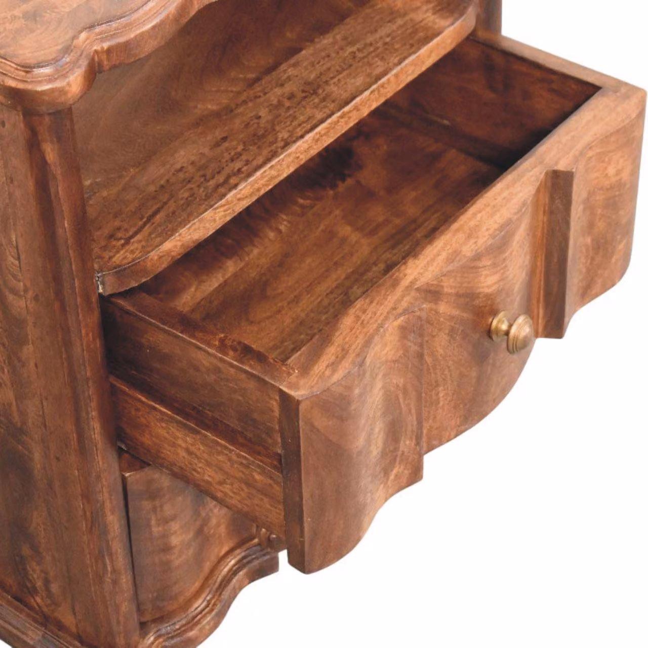 Aosom UK Solid Mango Wood Bedside Table in Brown with Drawers and Open Shelf, W/D/H: 55 x 40 x 63 cm – 7