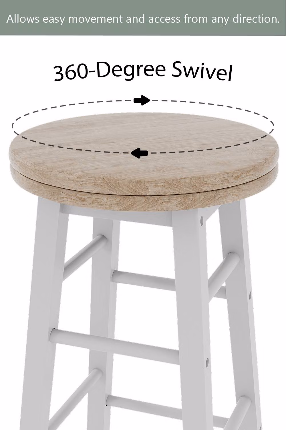 HD Designs White Wooden Revolving Bar Stool for Kitchen and Dining Rooms – 2