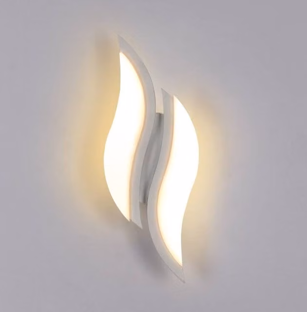 Goeco Modern LED Indoor Wall Light, 12W 1350LM, 3000K Warm White, White Acrylic and Aluminium Up and Down Lighting for Living Room, Bedroom or Staircase – 1
