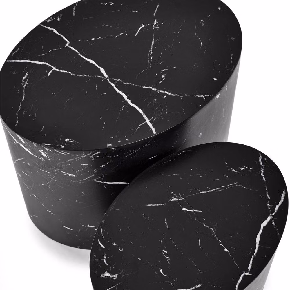 Cheshire Sorrento Nest of 2 Oval Tables in Black Marble Effect – 4