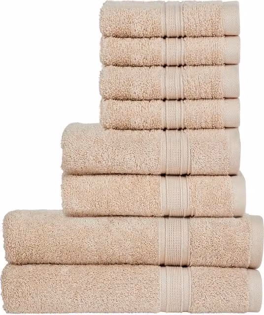 CHRISTY Serene 8 Piece Combed Cotton Towel Bale in Beige – 1