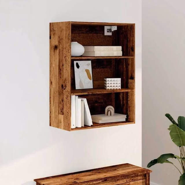 Berkfield Home Hanging Wall Cabinet in Brown Old Wood, W/D/H: 69.5 x 32.5 x 90 cm – 1