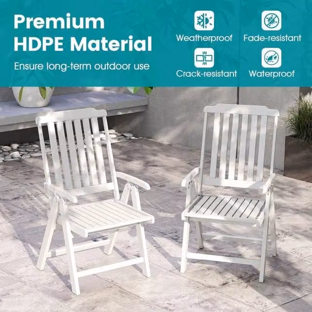 Kelvenix All-Weather White Outdoor Dining Chair with Armrests – 1