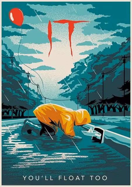 FaNaTtik Multicolour IT Pennywise Limited Edition Art Print, W: 42 cm, H: 30 cm