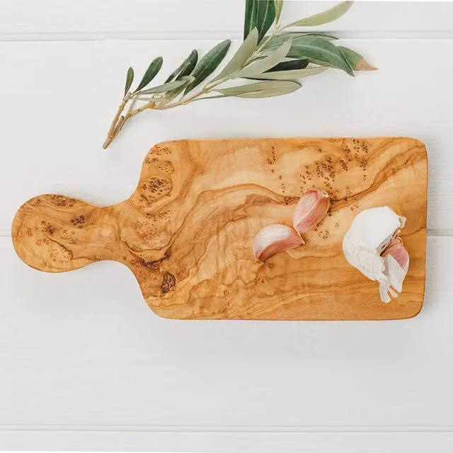 Selbrae House Small Rectangular Solid Olive Wood Cheese Board in Brown and Sand