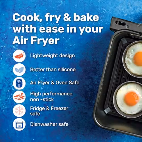 Betterware Non-Stick Carbon Steel Round Air Fryer Cake Tin Set, Silver, 4 x 10.5 cm – 2