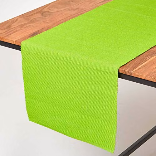 Homescapes Plain Cotton Table Runner in Green, W/D/H: 44 x 178 cm