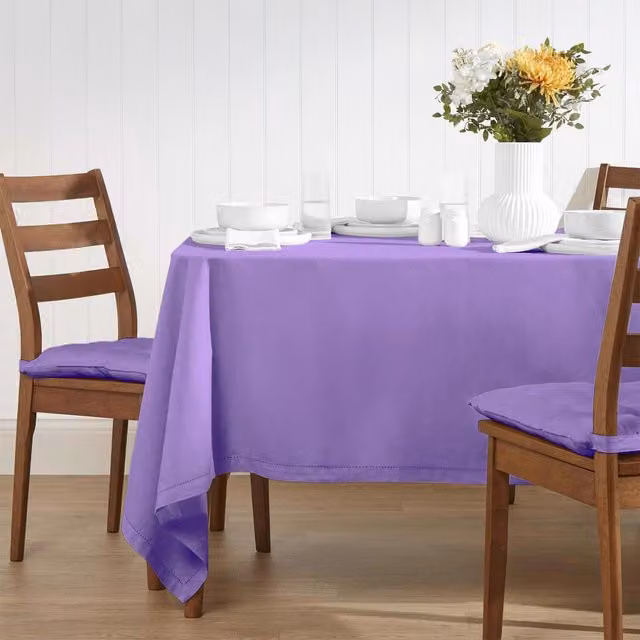 Homescapes Plain Purple Cotton Rectangular Tablecloth, W: 137.16 cm, L: 228.6 cm