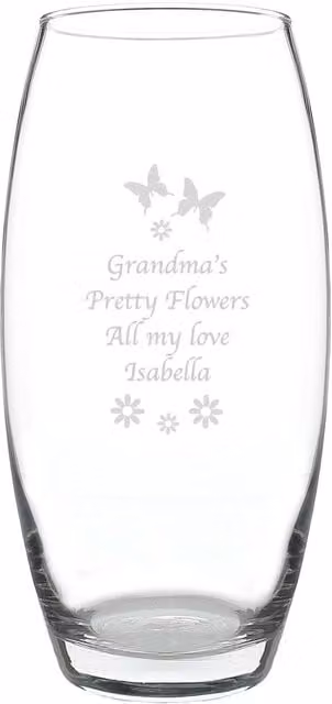 Personalised Memento Company Personalised Butterflies and Flowers Glass Bullet Vase in Clear