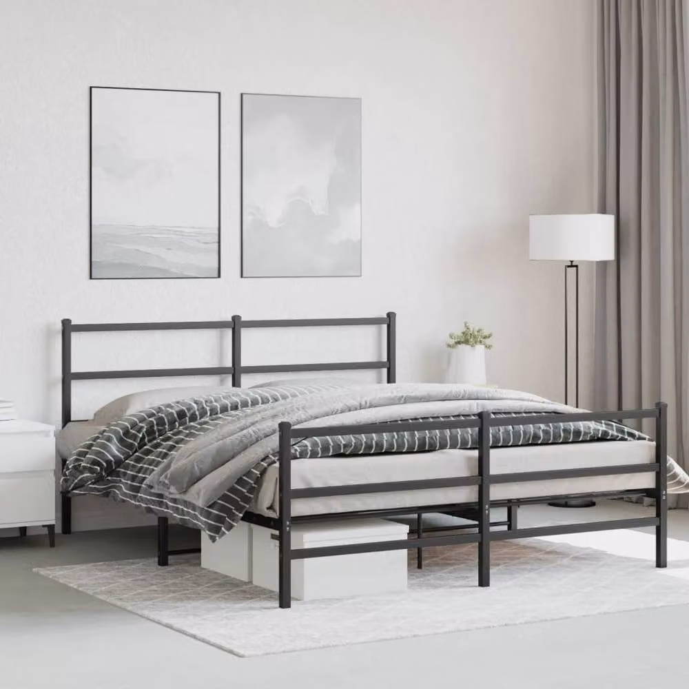 Berkfield Home Metal Bed Frame with Headboard and Footboard in Black, 160 x 200 cm – 3