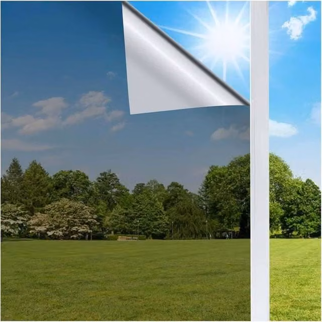 NESTLUNE Silver One Way Mirror Reflective Privacy Window Film, W: 52 cm x H: 1000 cm – 1
