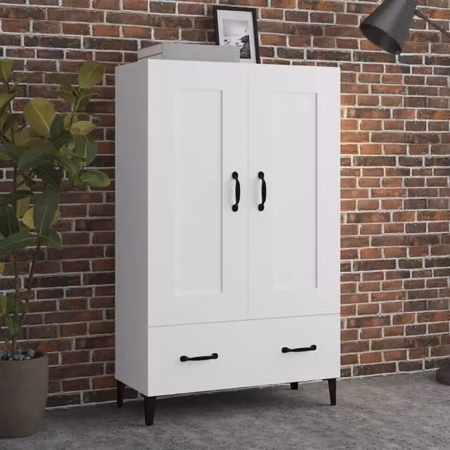 Berkfield Home White Wall Mounted Highboard with Internal Drawers and Shelves, W/D/H: 70 x 31 x 115 cm – 1