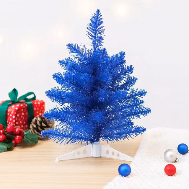 Voltico Mini Colours Tabletop Artificial Christmas Tree in Mid Blue, Height: 30 cm – 1